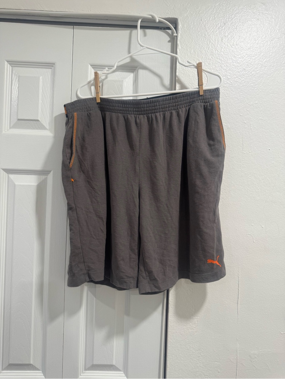 Puma Men’s Charcoal Athletic Shorts with Orange Trim